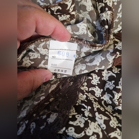 Women's Unbranded Brown and Cream Lace-Up Dress Size S Vintage  Shoulder Pad 70S - Picture 11 of 11